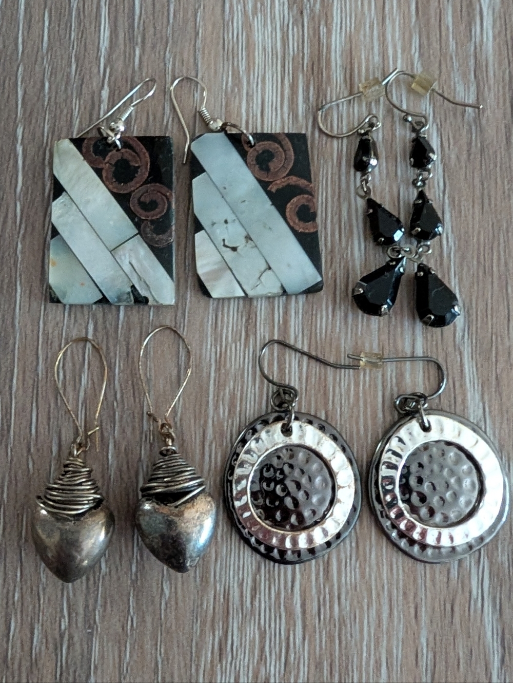 Assorted Women’s Drop Earrings Set in Black, Silver, and Pearl Tones